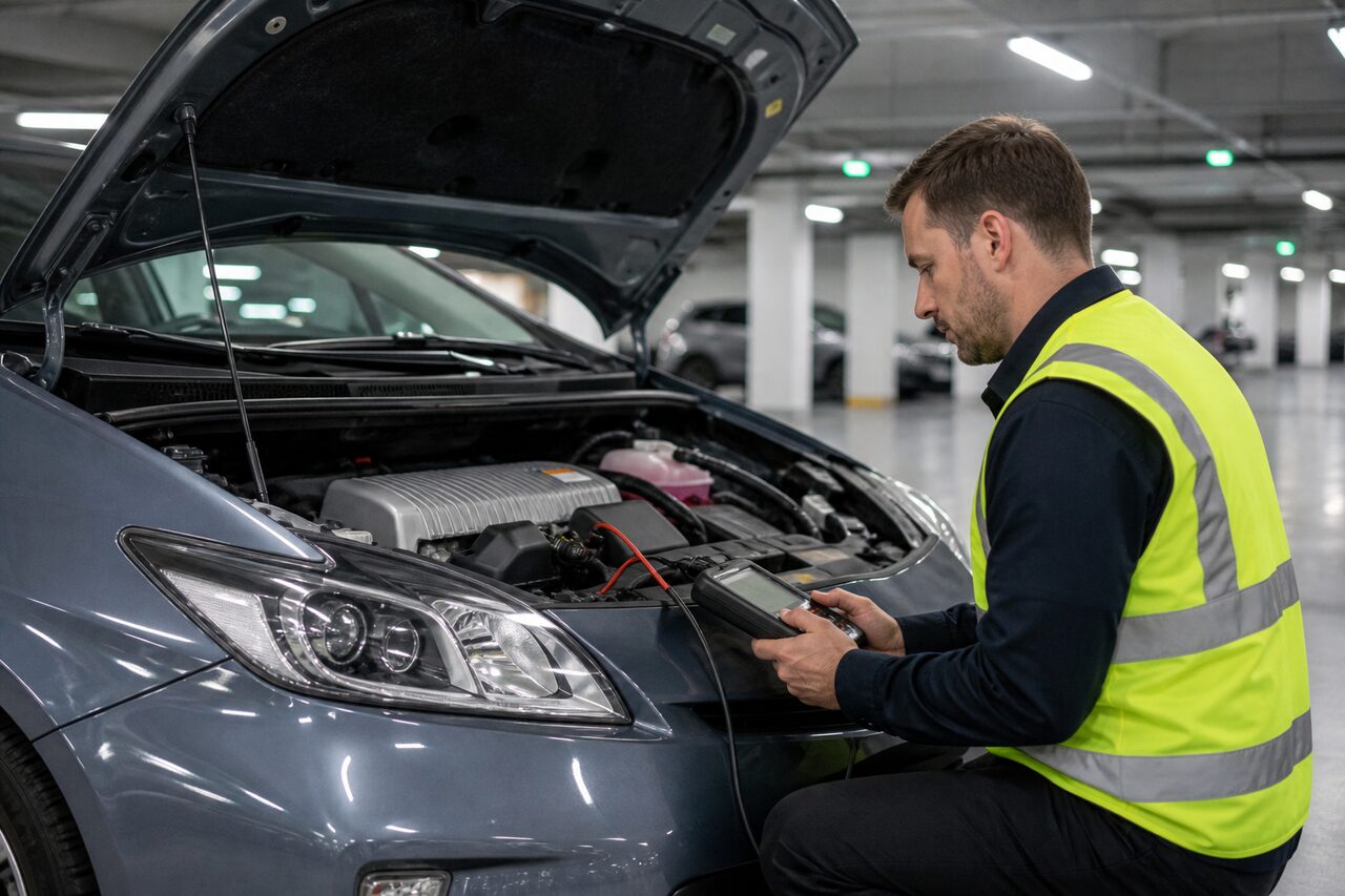 Diagnostic batterie 12 V sur véhicule hybride / start-stop en parking